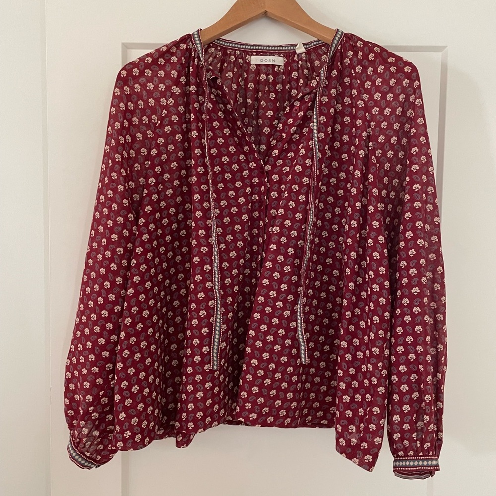 Doen paisley print cotton top, Size Medium